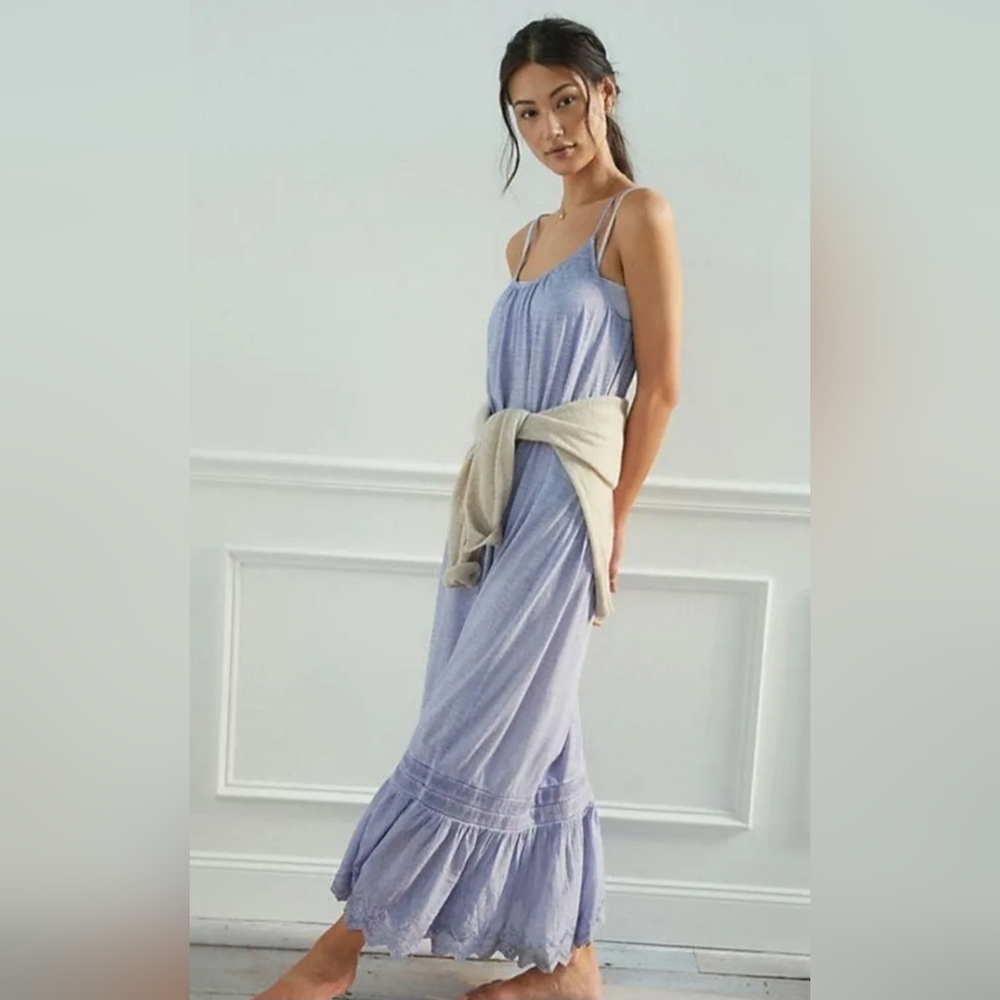 Anthropologie Lavender Maxi Dress with Cream Wrap